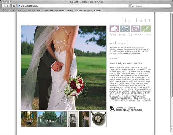liz lott photographer website design